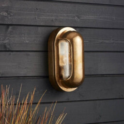 Portwest Westport Coastal Lyme Large Outdoor Flush Wall Light Brass