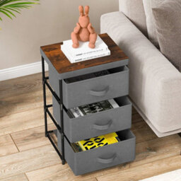 3 Tier Nightstand Organizer Fabric 3 Chests Of Drawers Dresser Storage Unit - thumbnail 3