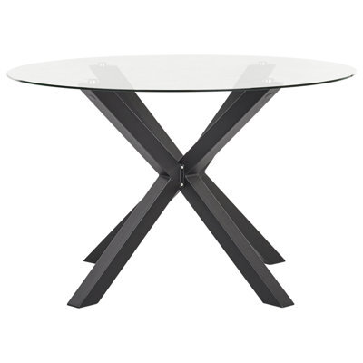 Beliani Garden Dining Table Maletto 120 Cm 120 Cm Glass Black - image 1