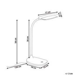 Beliani Office Desk Lamp White Led With Adjustable Arm, Stepless Dimming And 3 Cct Modes - thumbnail 8
