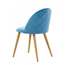 Life Interiors Single Blue Lucia Ergonomic Velvet Dining Chair With Wooden Legs, Modern Upholstered Accent Chair - thumbnail 4