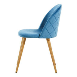 Life Interiors Single Blue Lucia Ergonomic Velvet Dining Chair With Wooden Legs, Modern Upholstered Accent Chair - thumbnail 9