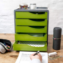 Spacemaker, Drawer Box Rotho Office Box With 5 Drawers, Plastic Green/black - thumbnail 2