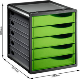 Spacemaker, Drawer Box Rotho Office Box With 5 Drawers, Plastic Green/black - thumbnail 3