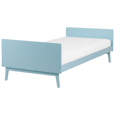 Beliani Bed Pine Wood Bonnac 90 X 200 Cm (Eu Single) Light Blue - image 1