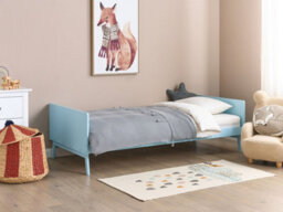 Beliani Bed Pine Wood Bonnac 90 X 200 Cm (Eu Single) Light Blue - thumbnail 2