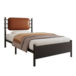 Btm Metal 3Ft Single Bed 90X190Cm Pu Upholstered Headboard Black Wrought Iron Durable Sturdy Bed For Adults Teenagers Youth Bed - thumbnail 7