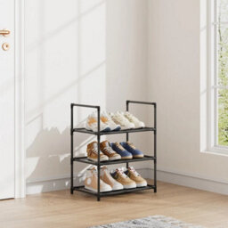 3 Tiers-43X28X53Cm Metal Narrow Shoe Rack Shoe Shelf Vertical Tall Slim Footwear Storage Organizer - thumbnail 5