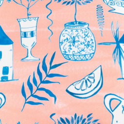 Furn. Aegina Printed Peach Outdoor Polyester Filled Cushion - thumbnail 4