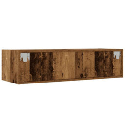 Berkfield Tv Cabinet With Led Lights Old Wood 100X35.5X25 Cm - thumbnail 9