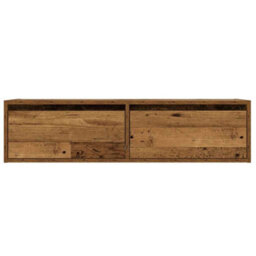 Berkfield Tv Cabinet With Led Lights Old Wood 100X35.5X25 Cm - thumbnail 7