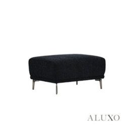 Aluxo Albany Modern Footstool Black Lux Fabric Boucle Soft Couch Gold Trim - thumbnail 4