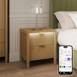 X Rocker Xr Living Dakota Bedside Table With Two Drawers And App Controlled Led Lights - Wild Oak - thumbnail 1