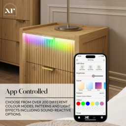 X Rocker Xr Living Dakota Bedside Table With Two Drawers And App Controlled Led Lights - Wild Oak - thumbnail 4