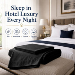 Moonlight Bedding 100% Cotton Hotel Quality Flat Bed Sheet, Top Sheet For  Guest House, Spa & Airbnb (Black,double, 225X275 Cm) - thumbnail 6