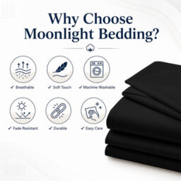Moonlight Bedding 100% Cotton Hotel Quality Flat Bed Sheet, Top Sheet For  Guest House, Spa & Airbnb (Black,double, 225X275 Cm) - thumbnail 3
