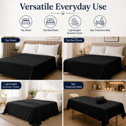 Moonlight Bedding 100% Cotton Hotel Quality Flat Bed Sheet, Top Sheet For  Guest House, Spa & Airbnb (Black,double, 225X275 Cm) - thumbnail 4
