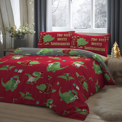 Bedlam Santasaurus Christmas Glow In The Dark Bedroom Duvet Cover Set