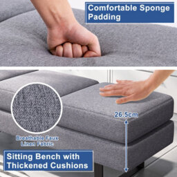 Costway 3-Seat Long Bench Ottoman Upholstered Reception Bench Padded Couch Lobby Chair - thumbnail 6
