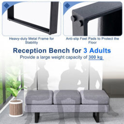 Costway 3-Seat Long Bench Ottoman Upholstered Reception Bench Padded Couch Lobby Chair - thumbnail 5