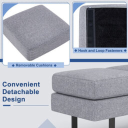 Costway 3-Seat Long Bench Ottoman Upholstered Reception Bench Padded Couch Lobby Chair - thumbnail 7
