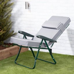 Alfresia Recliner Garden Chair, Green Frame With Grey Luxury Cushion - thumbnail 2