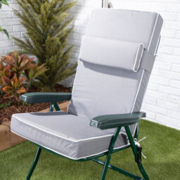Alfresia Recliner Garden Chair, Green Frame With Grey Luxury Cushion - thumbnail 4