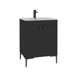 Royal Bathrooms Royal Bathroom Verona 600mm Matt Black 3-Drawer Floor Standing Bathroom Vanity Unit With Carrara White Basin & Matt Black Knob - thumbnail 6