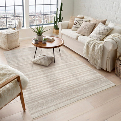 Maia Washable Low Pile Non Slip Motif Traditional Area Rug - Beige, 160 X 240 Cm (Rectangular) - image 1