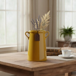 Satchville Burnt Yellow Ceramic Vase - thumbnail 2