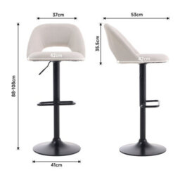 Living And Home Bar Stool Set Of 2 Beige Linen Counter Swivel Height Breakfast Bar Stools With Footrest - thumbnail 5