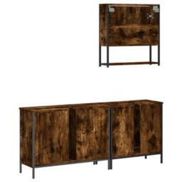 Berkfield 3 Piece Bathroom Furniture Set Smoked Oak Engineered Wood - thumbnail 8