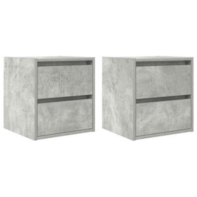Berkfield Durable Wall-Mounted Bedside Cabinets 2 Pcs Concrete Grey 38X34X40 Cm