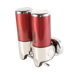 Wall-Mounted Soap Dispenser (Red) 500 Ml X 2, Double-Headed Dispenser For Liquid Soap, Shower Gel And Shampoo, Ideal For The Kitch - thumbnail 1