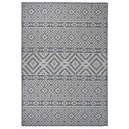 Berkfield Durable Outdoor Flatweave Rug 160X230 Cm Blue Stripes - thumbnail 2