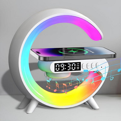 Domira 6 Inch Smart G Shape Wireless Alarm Clock With Fast Wireless Charging Lamp Rgb Phone Control For Bedroom Accessories - image 1