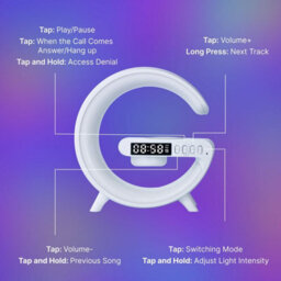 Domira 6 Inch Smart G Shape Wireless Alarm Clock With Fast Wireless Charging Lamp Rgb Phone Control For Bedroom Accessories - thumbnail 8
