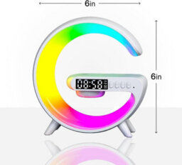 Domira 6 Inch Smart G Shape Wireless Alarm Clock With Fast Wireless Charging Lamp Rgb Phone Control For Bedroom Accessories - thumbnail 2