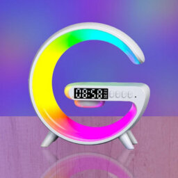 Domira 6 Inch Smart G Shape Wireless Alarm Clock With Fast Wireless Charging Lamp Rgb Phone Control For Bedroom Accessories - thumbnail 7