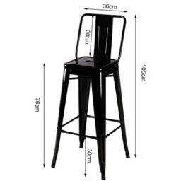 Living And Home Bar Stool Set Of 4 Black Metal Frame Industrial Style High Chair Bar Stools - thumbnail 3