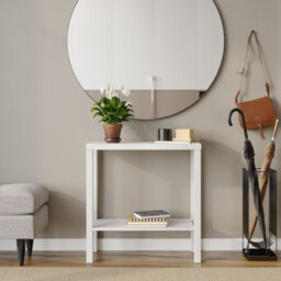 Urbn-Living Urbnliving 75Cm Height 2-Tier Wooden Narrow Console Side White Table Entryway Hallway Furniture Home Office Unit - thumbnail 2
