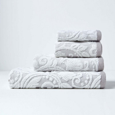 Homescapes Damask Turkish Cotton 600 Gsm Hand Towel, Beige - image 1