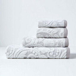 Homescapes Damask Turkish Cotton 600 Gsm Hand Towel, Beige - thumbnail 1