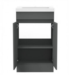 Sline 500mm Matte Anthracite Bathroom Vanity Unit  With Basin  Double Door Floor Standing Design Flat Packed - thumbnail 4