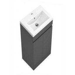 Sline 500mm Matte Anthracite Bathroom Vanity Unit  With Basin  Double Door Floor Standing Design Flat Packed - thumbnail 5