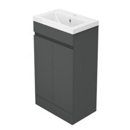 Sline 500mm Matte Anthracite Bathroom Vanity Unit  With Basin  Double Door Floor Standing Design Flat Packed - thumbnail 7