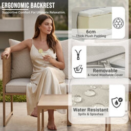 Evre Cannes Patio Furniture Set, Modular 3 Seater Corner Sofa With Coffee Table & Ottoman For Garden & Conservatory - thumbnail 6