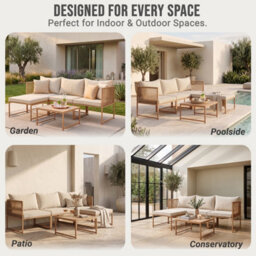 Evre Cannes Patio Furniture Set, Modular 3 Seater Corner Sofa With Coffee Table & Ottoman For Garden & Conservatory - thumbnail 9