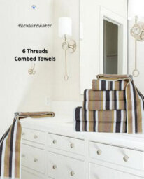 Natural Cotton 2 X Hand Towels Mocha 6 Threads Combed Stripe Royal Victorian Flossy Stripe Salon - thumbnail 3