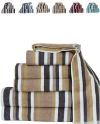 Natural Cotton 2 X Hand Towels Mocha 6 Threads Combed Stripe Royal Victorian Flossy Stripe Salon - thumbnail 1